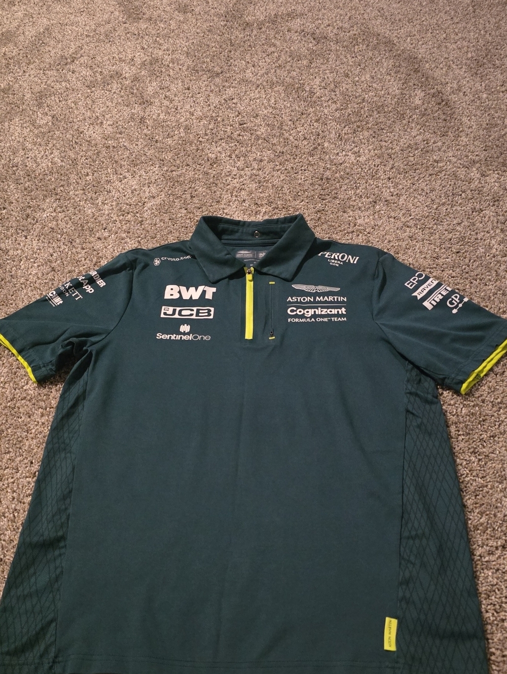 Aston Martin F1 Racing Green Men's Team Polo Shirt Size S/M